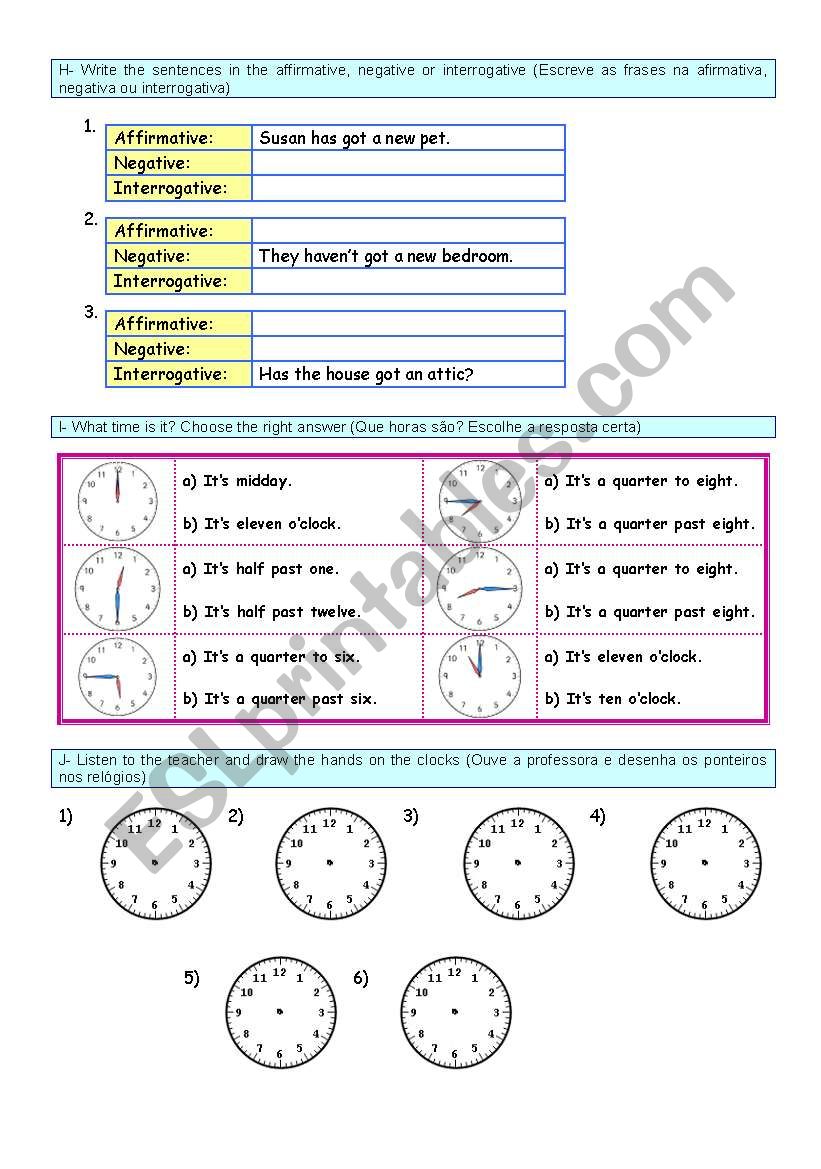 TEST- HOUSE 3 worksheet