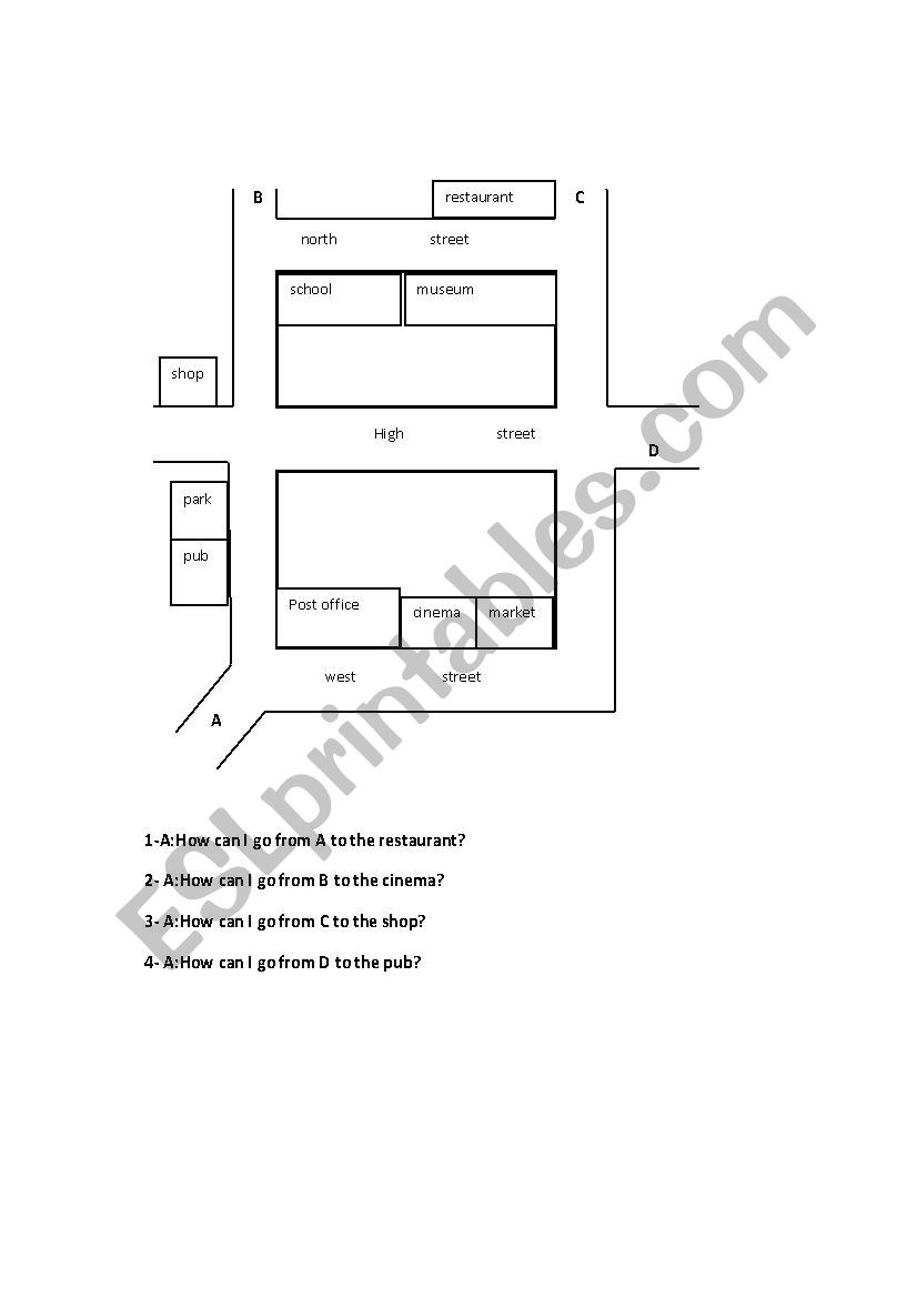 giving directions worksheet