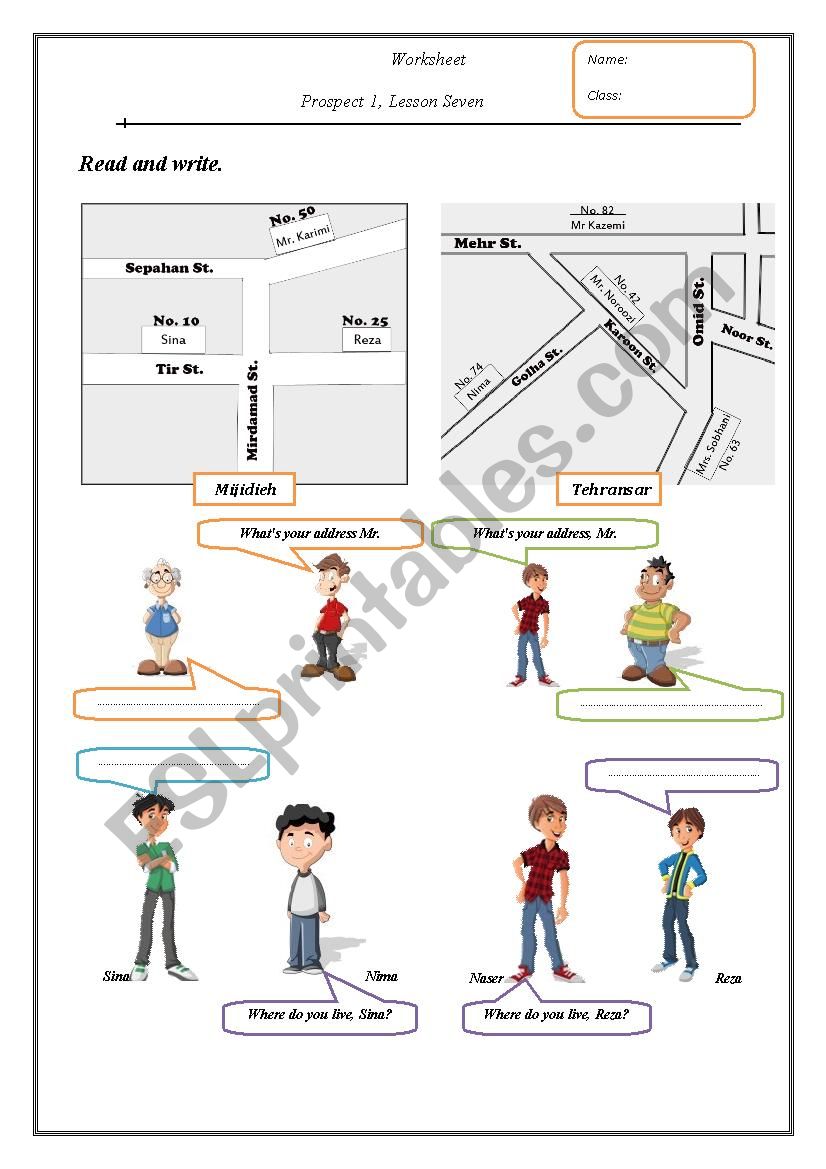 My address worksheet