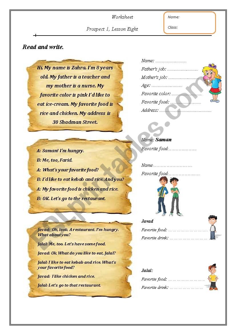 My favourite food worksheet