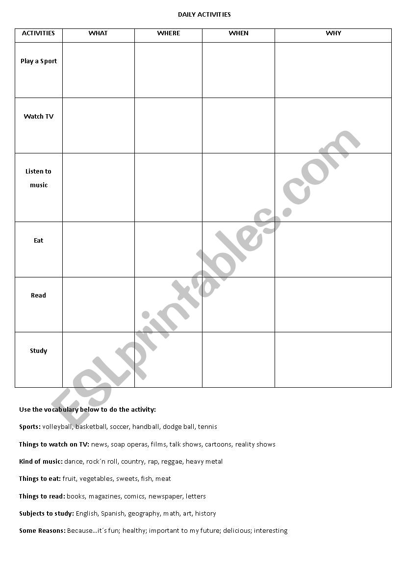 WH -QUESTION WORDS worksheet