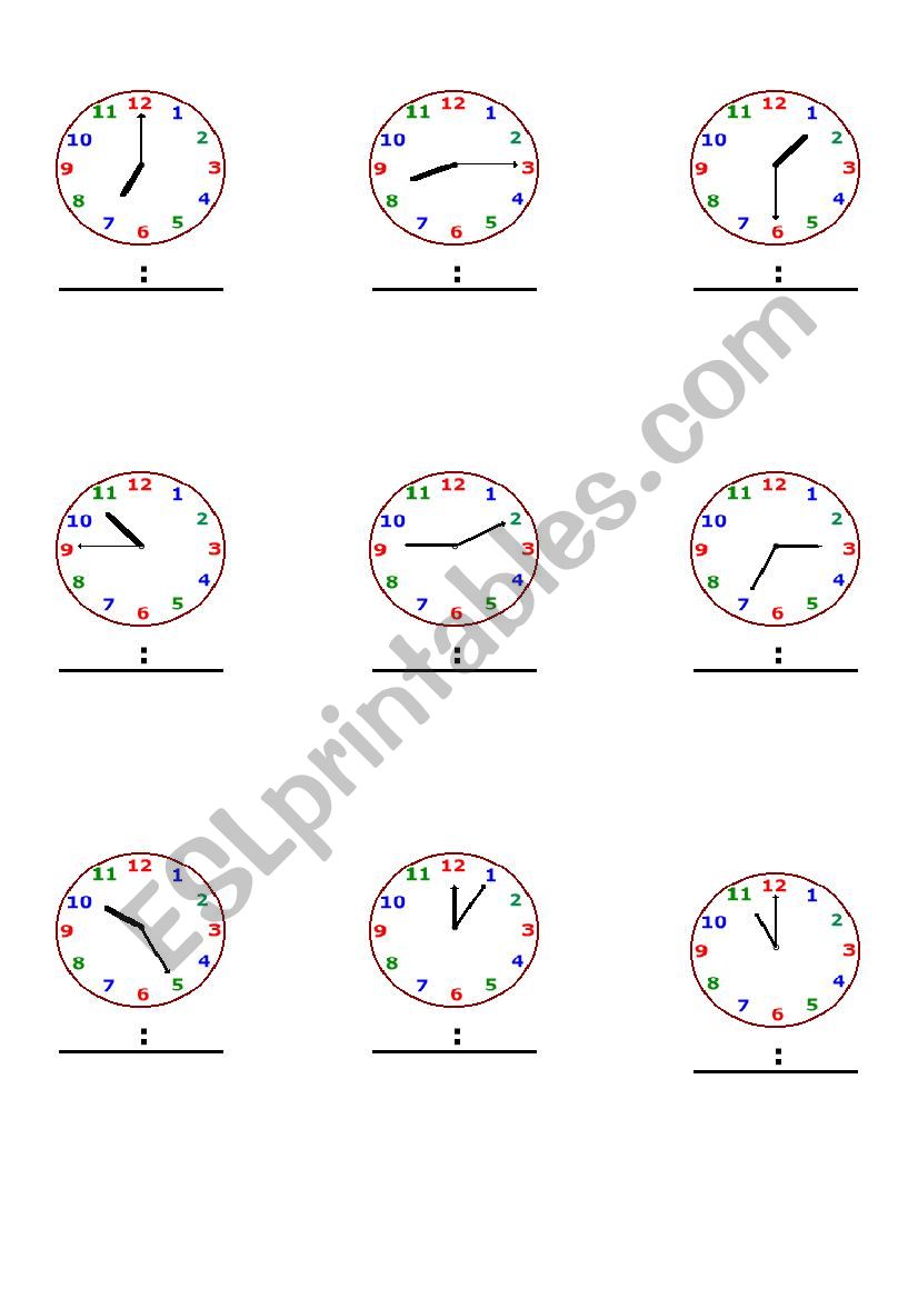 Telling the time worksheet