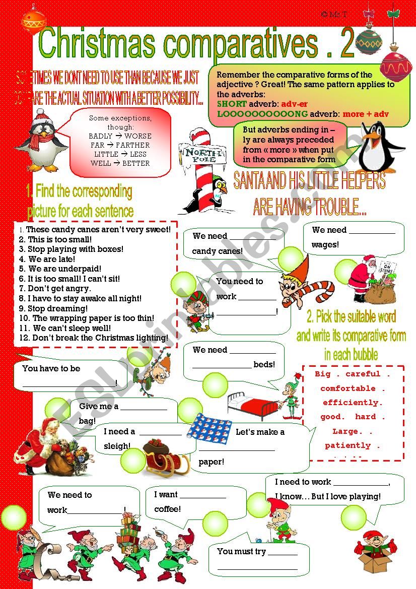 Christmas comparatives 2 - with key