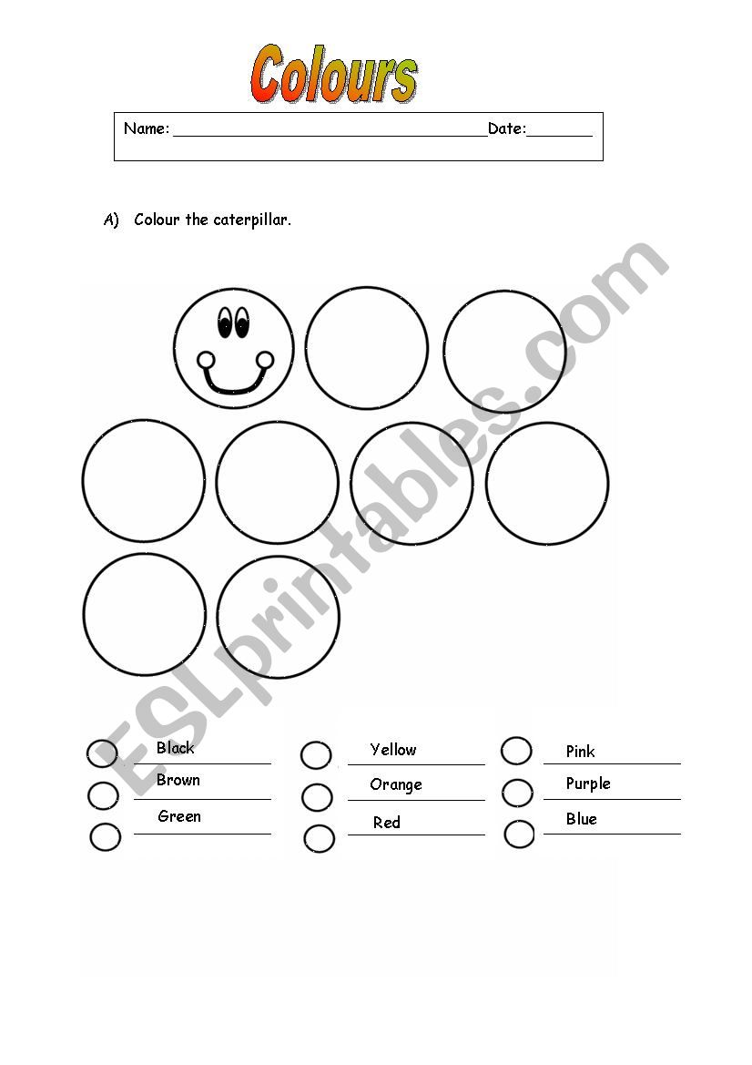 Colour the caterpillar worksheet