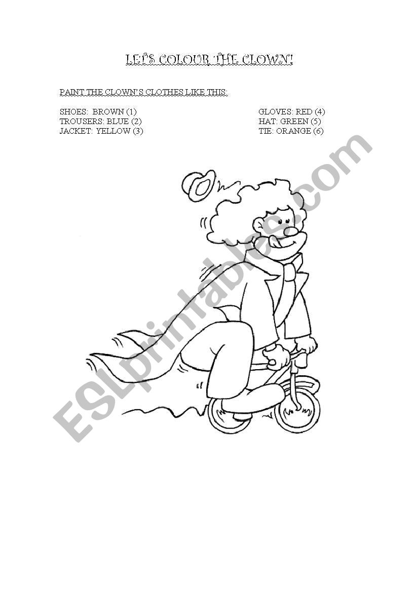 LETS PAINT THE CLOWN! worksheet