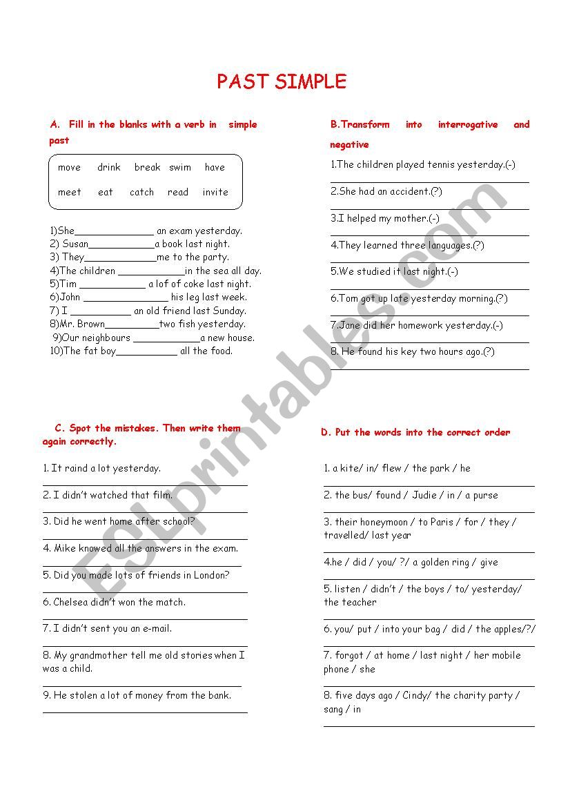 Simple Past Tense worksheet