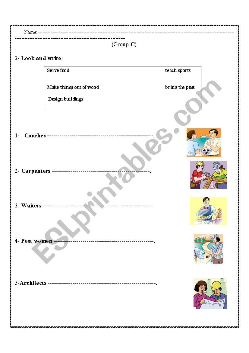 occupations worksheet