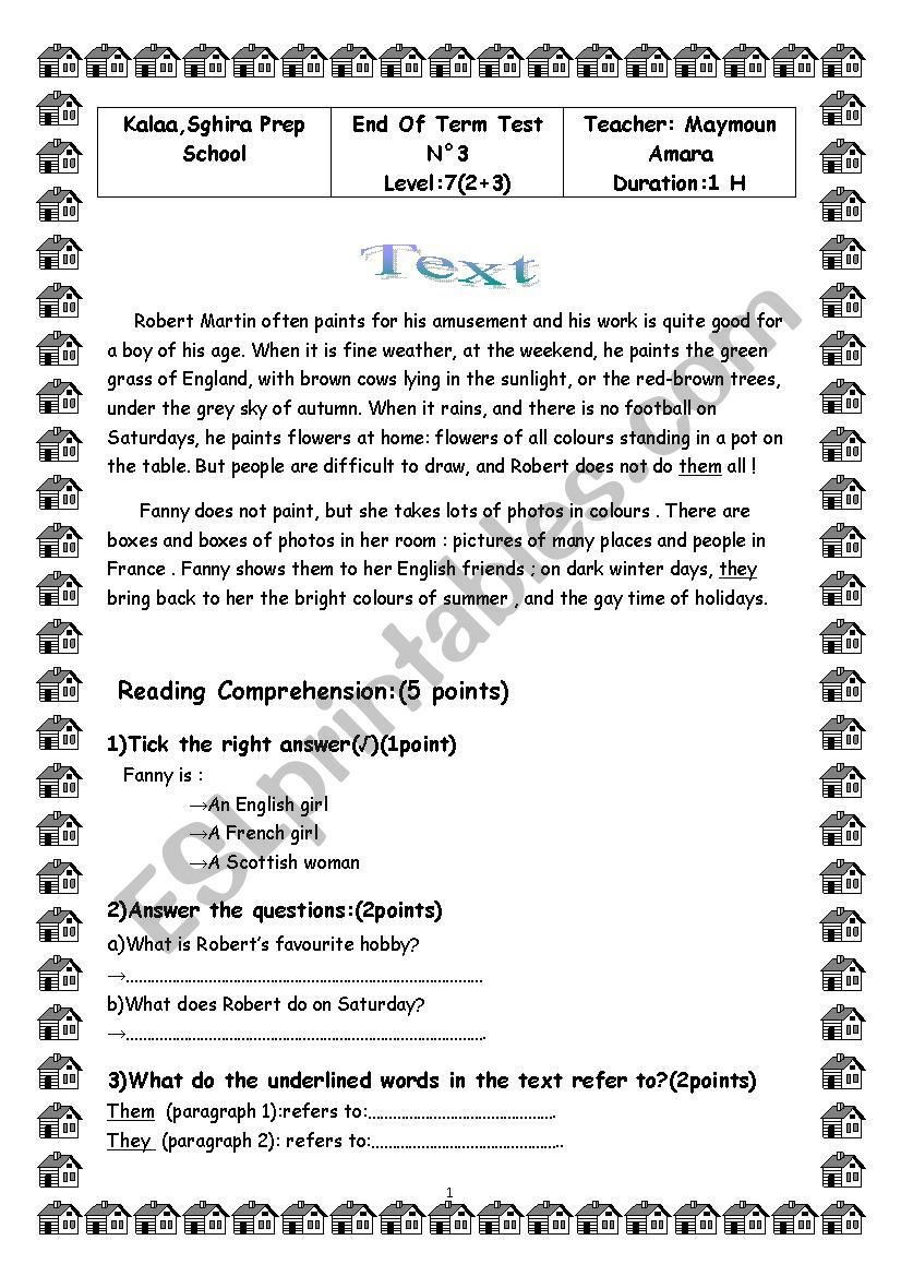mid term test 7 worksheet