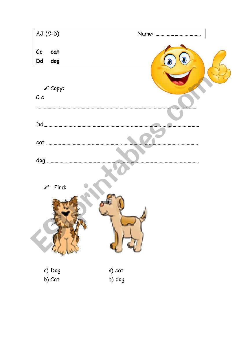 Letters Cc and Dd worksheet