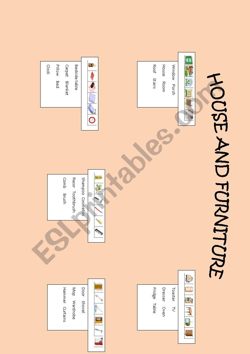 house and furniture worksheet