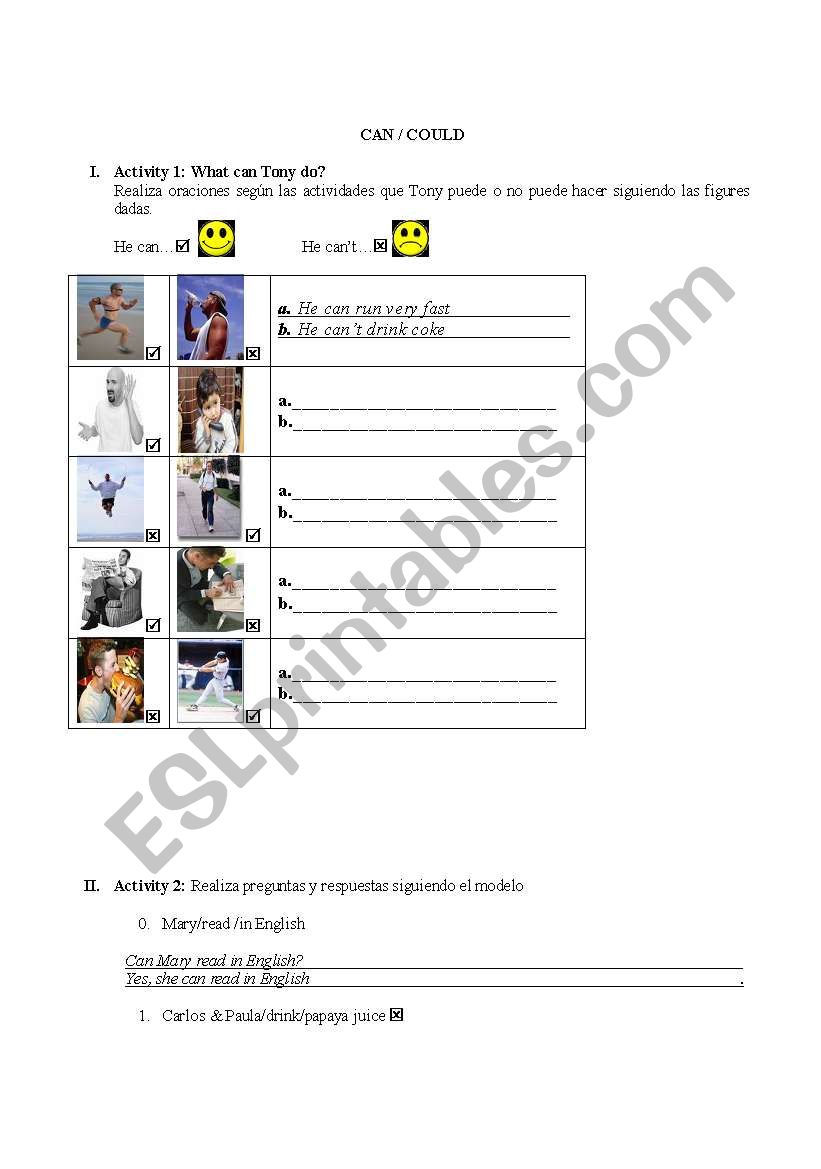 MODALS CAN/COULD worksheet