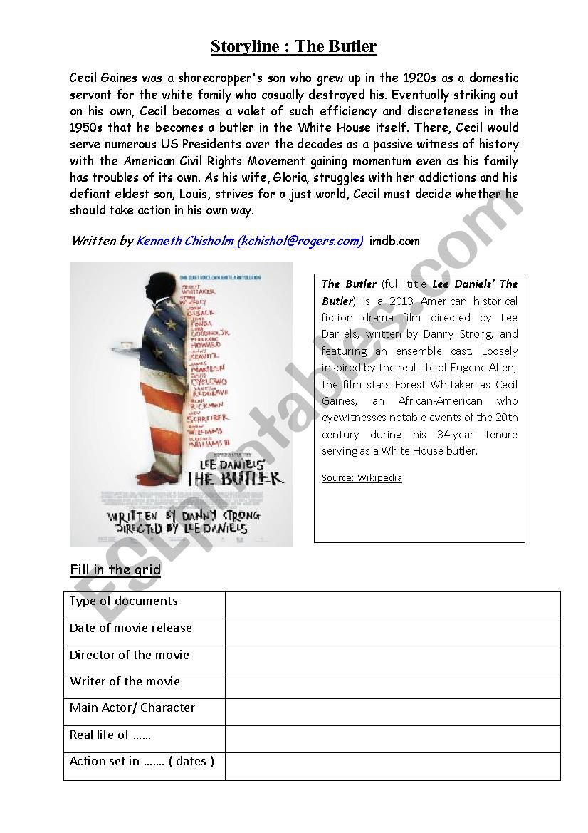 The Butler preparation work worksheet