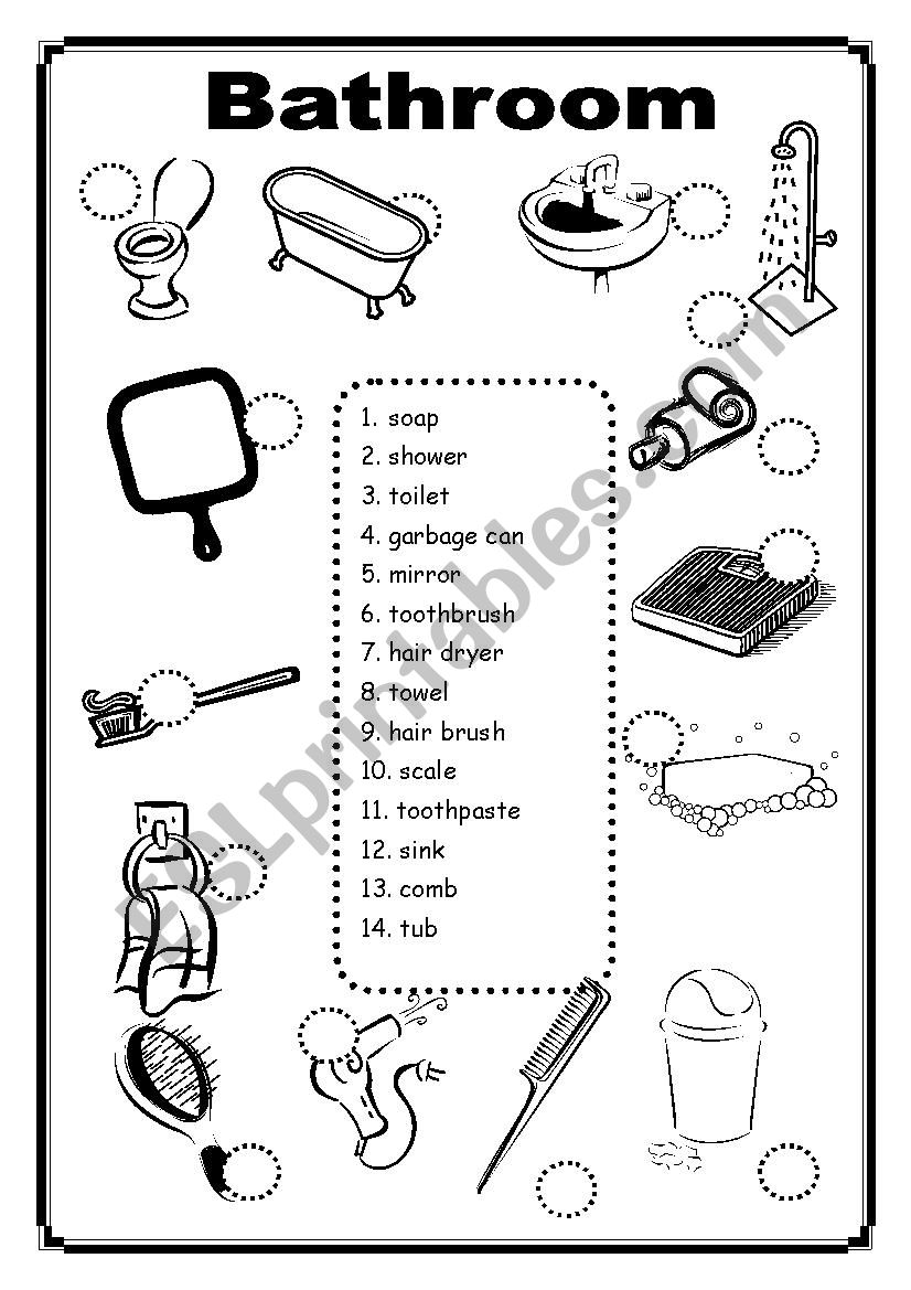 Bathroom Word Matching worksheet