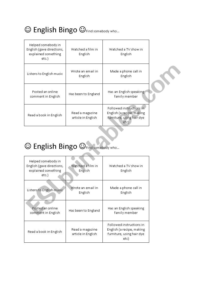 Getting to know each other bingo
