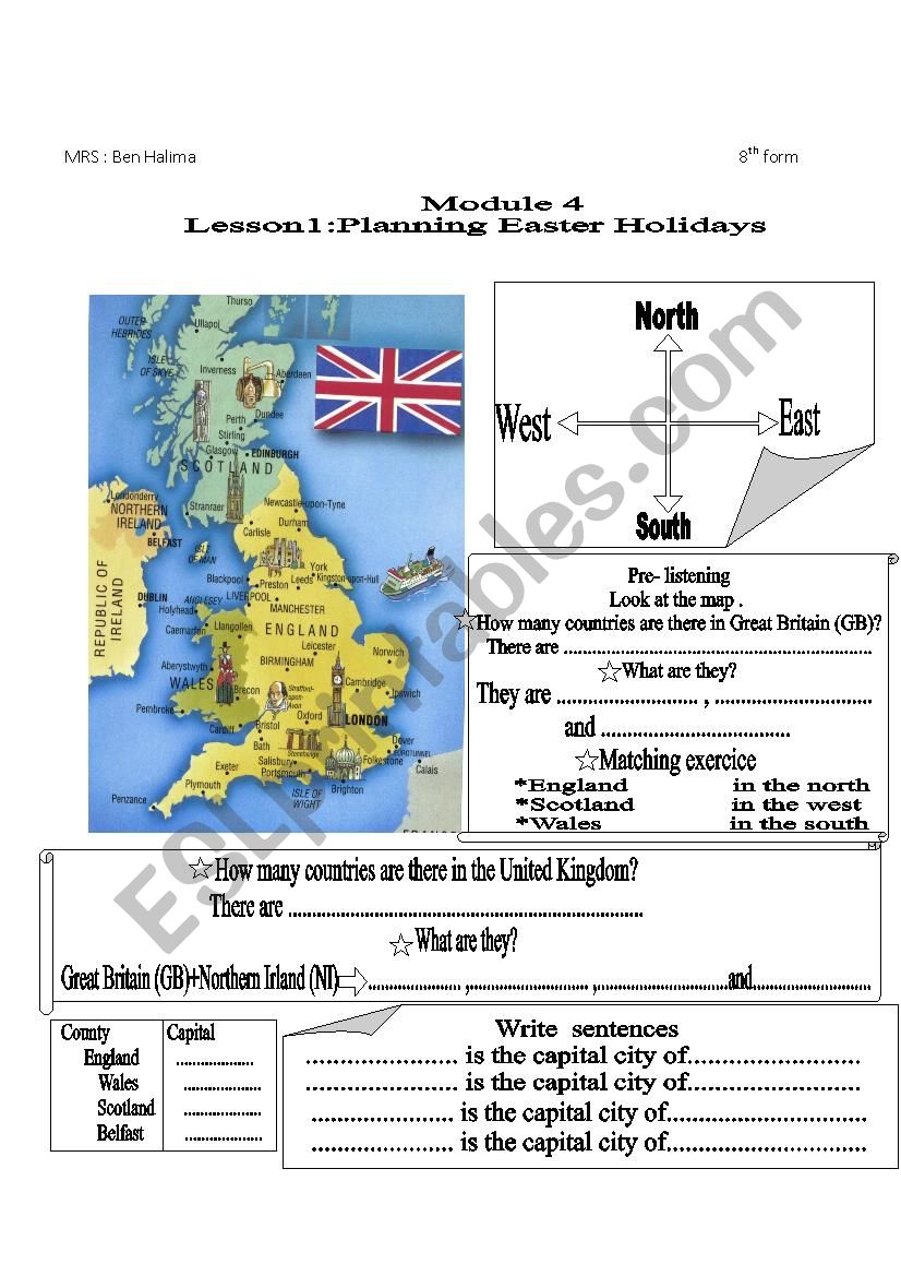 Planning Easter Holidays worksheet