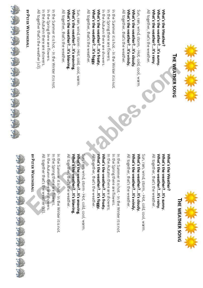 The weather song by Peter Weatherall