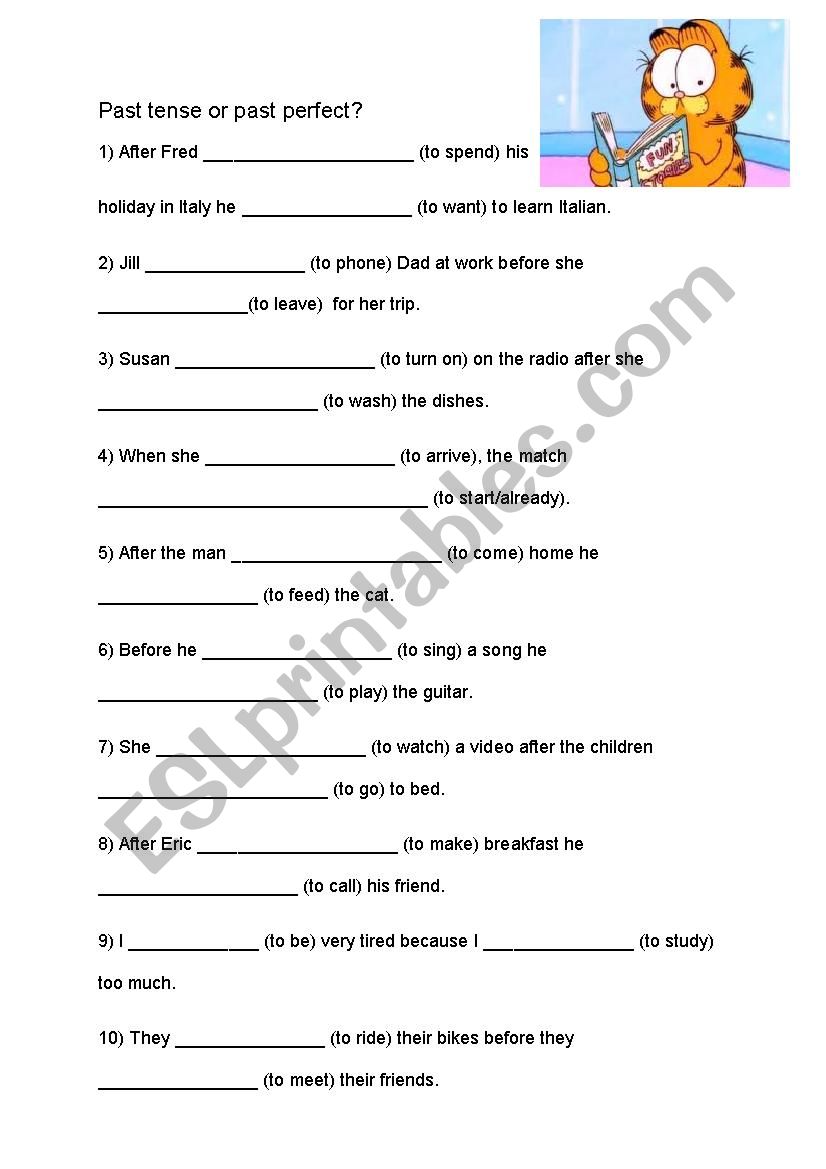 Past simple or past perfect worksheet