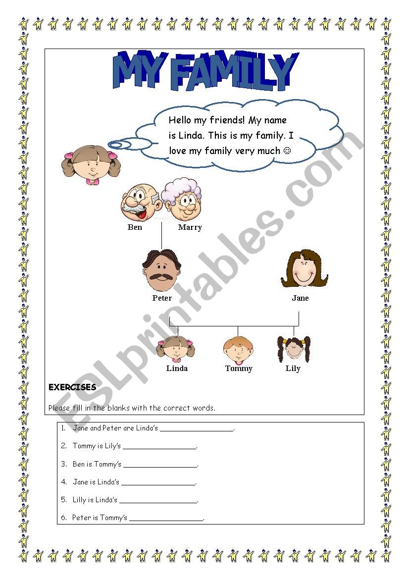 Immediate family members worksheet