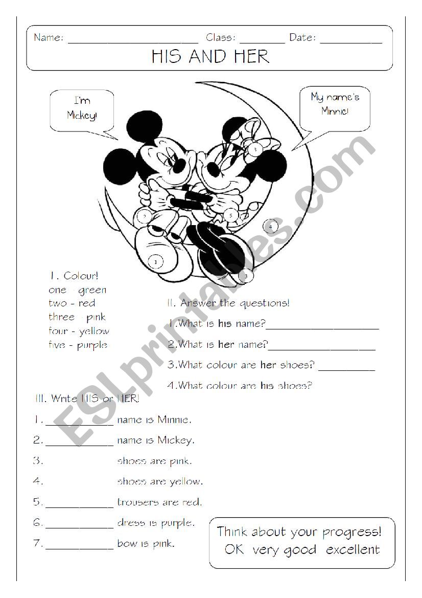 HIS AND HER worksheet