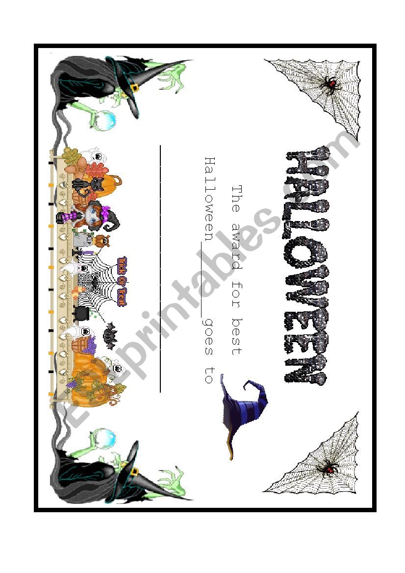 halloween certificate worksheet