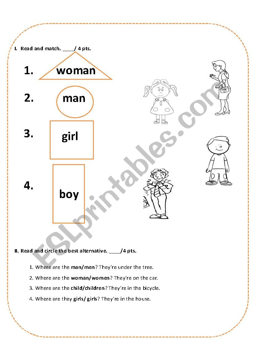 people (plural and singular) worksheet