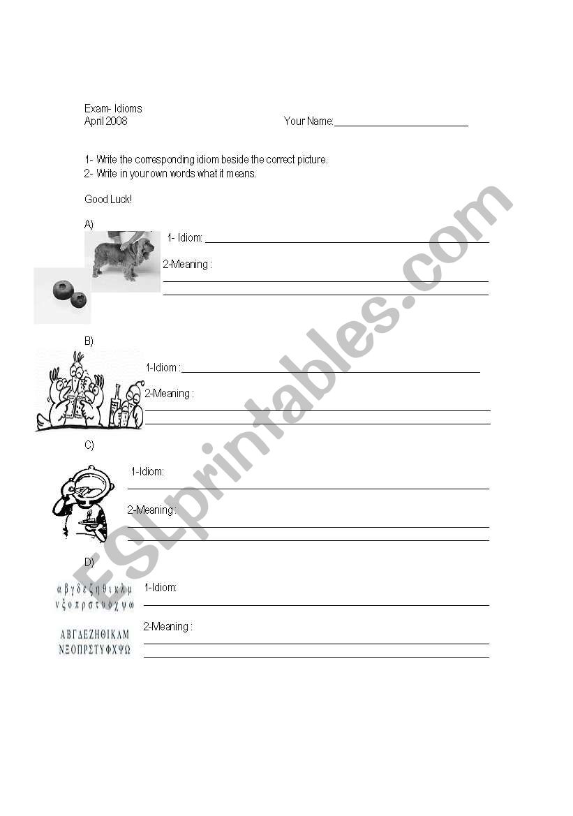 idioms worksheet