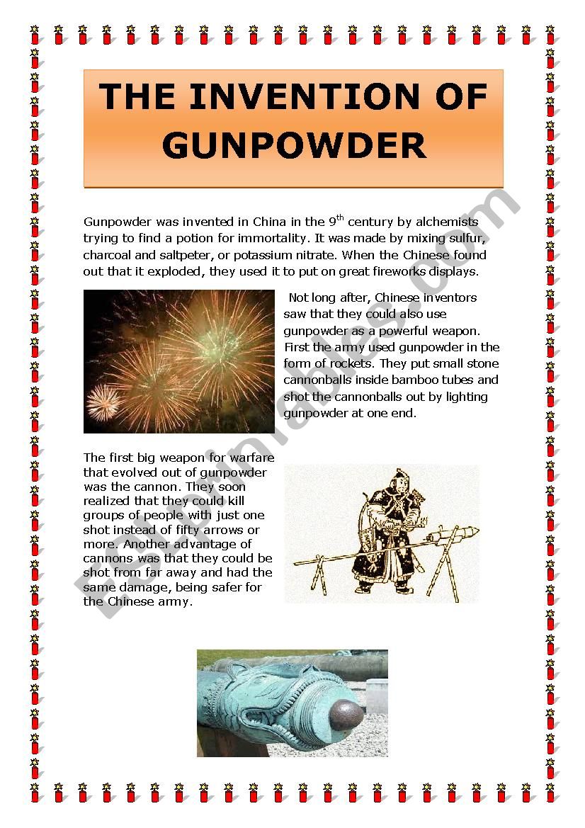 The invention of gunpowder worksheet