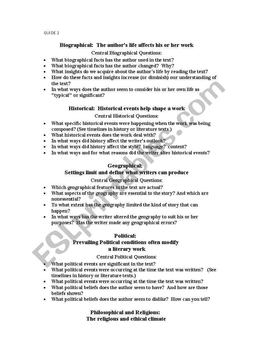 biography worksheet