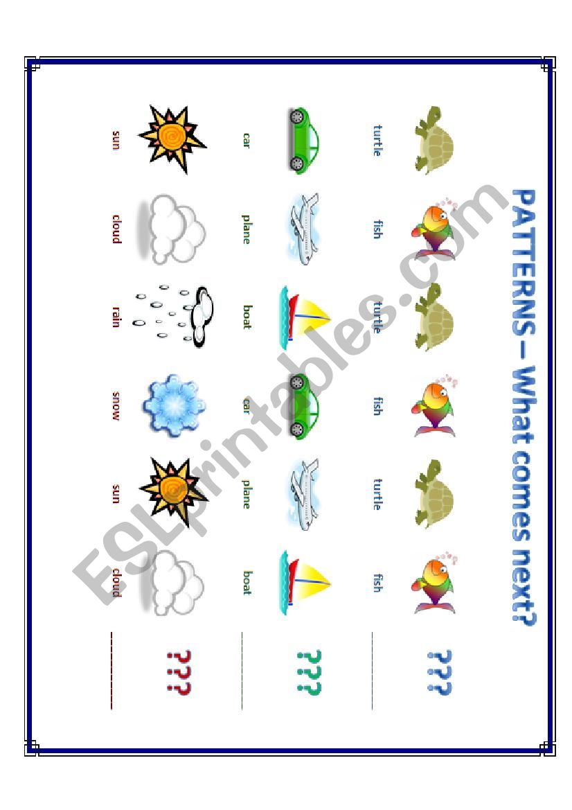 Patterns - What comes next? 3 worksheet