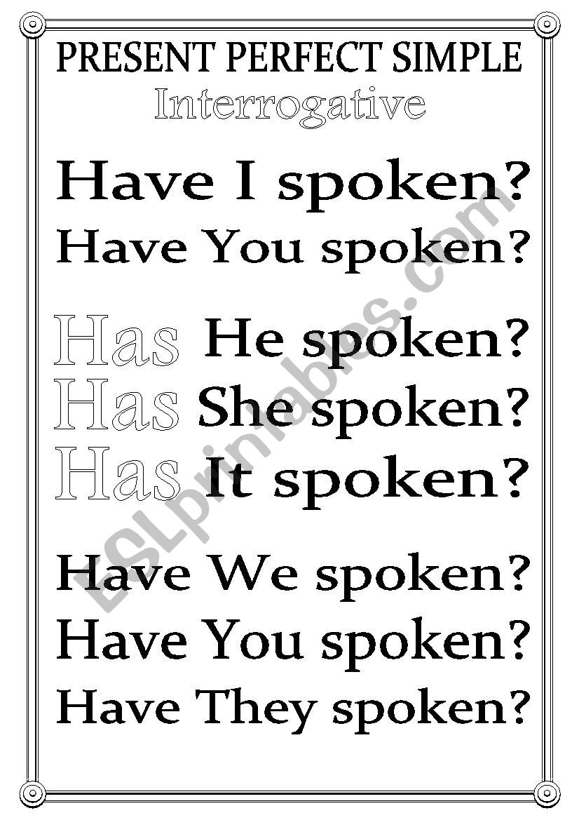 Present perfect Simple worksheet