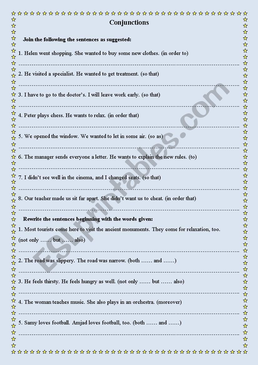 Conjunctions worksheet