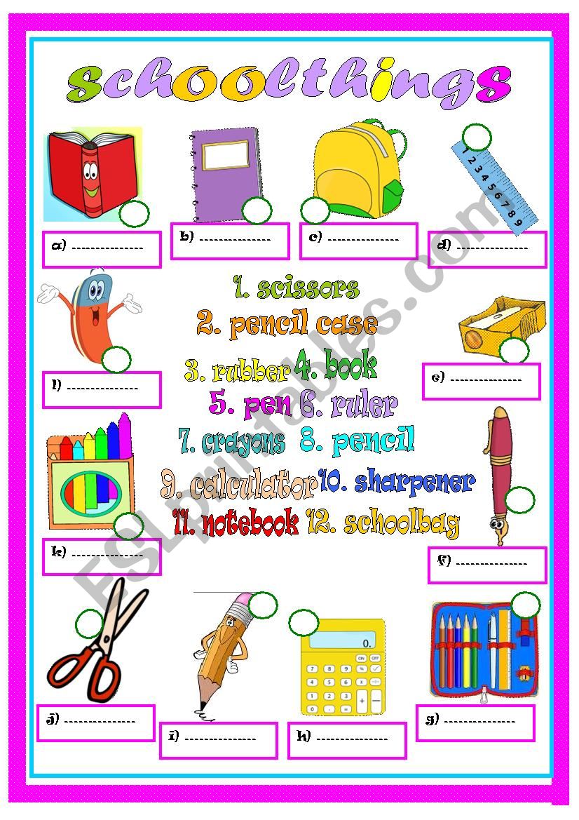 Schoolthings1 worksheet