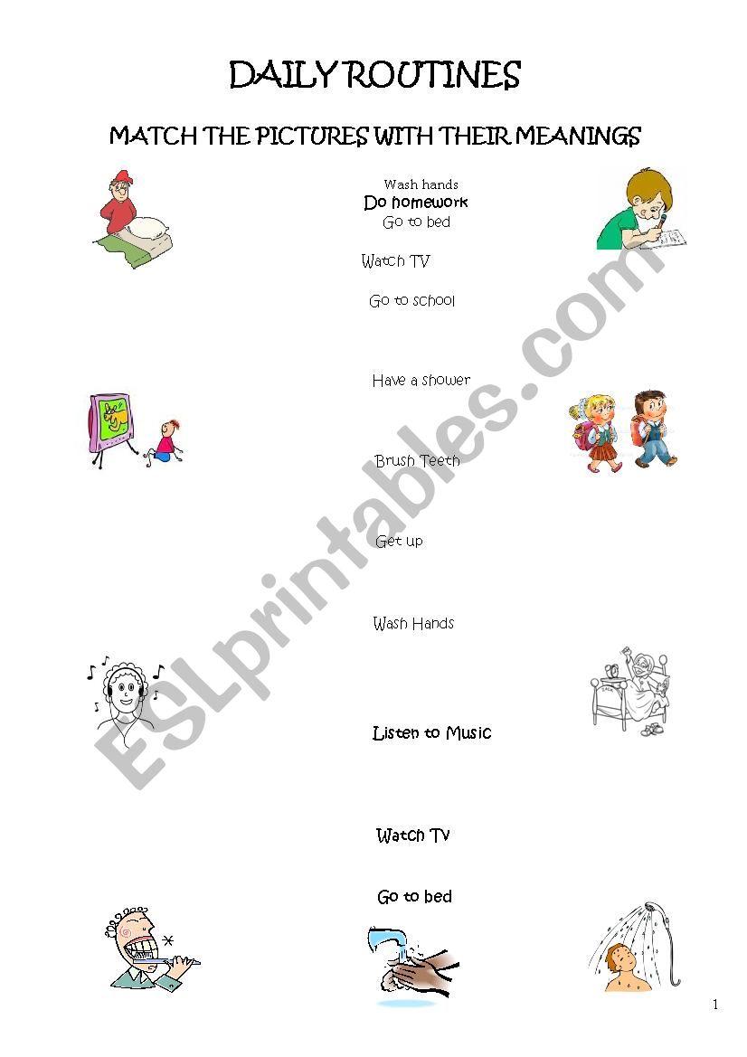 daily routines worksheet