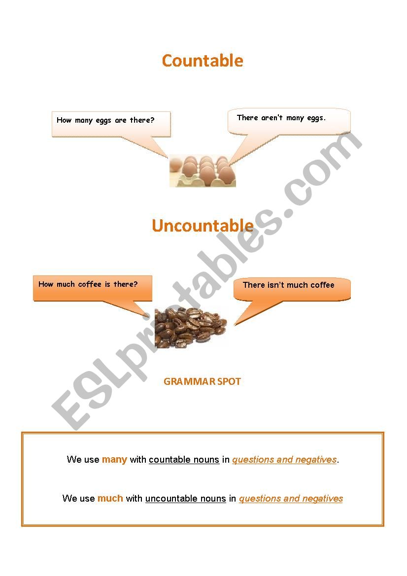 countable and uncountable worksheet