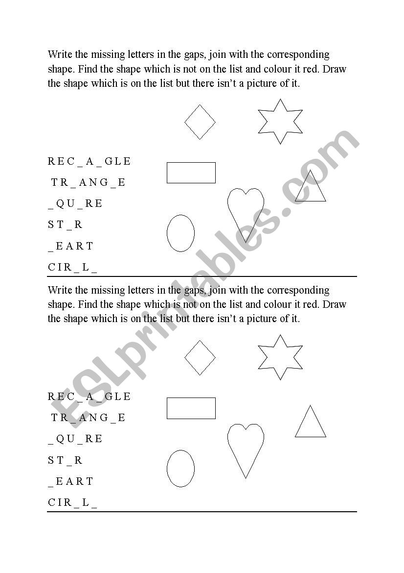 SHAPES worksheet