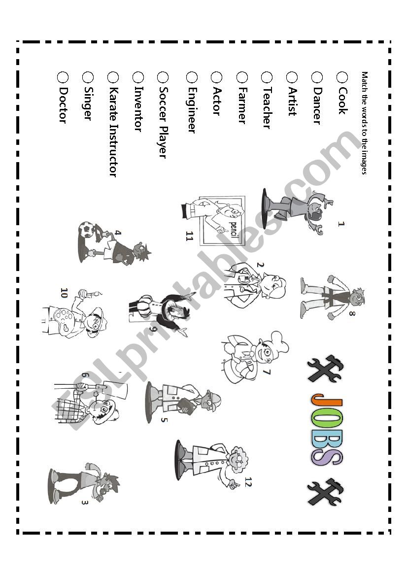 Jobs - Matching Activity worksheet