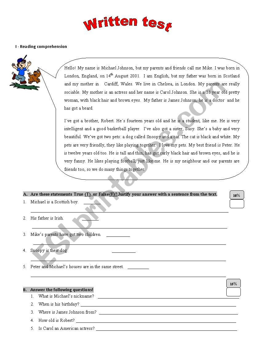 Test_ Personal identification worksheet