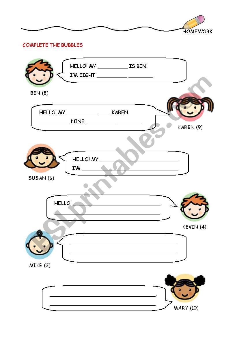 name, age and questions worksheet
