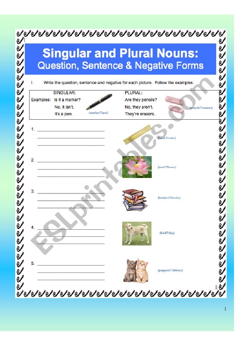 Singular and Plural Nouns worksheet