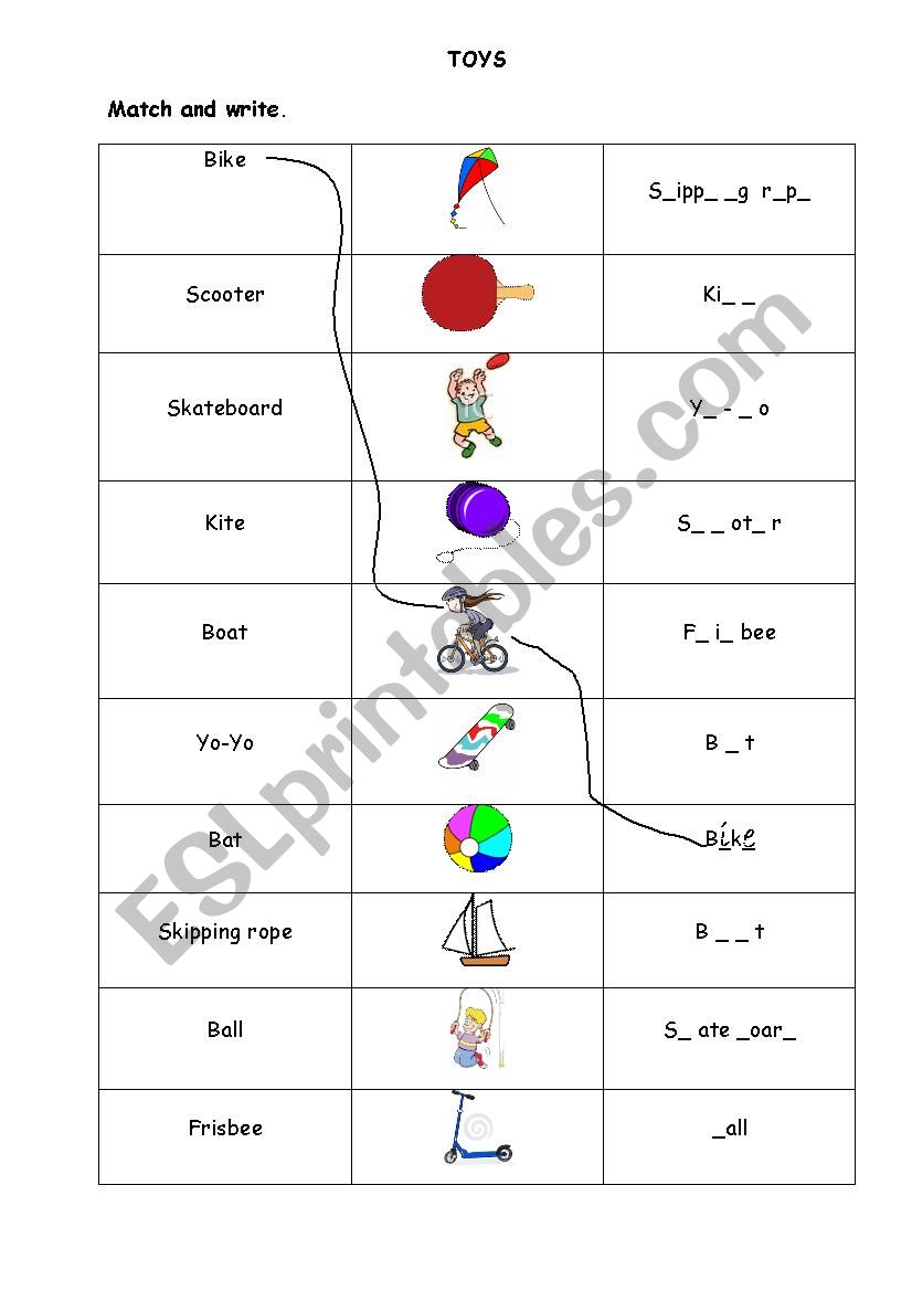 Toys worksheet