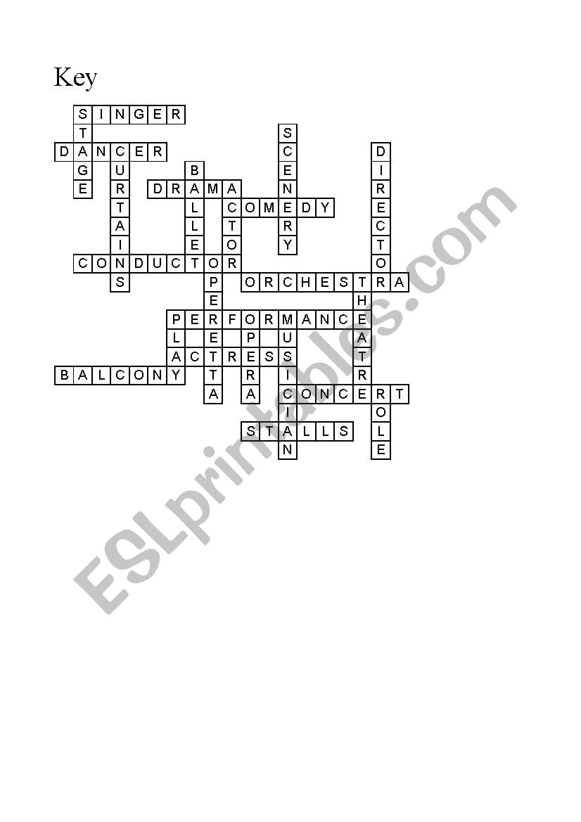 Cinema Hall Crossword