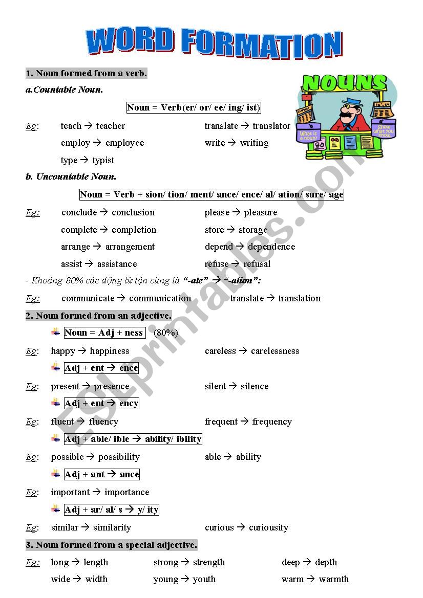 Noun Formation worksheet