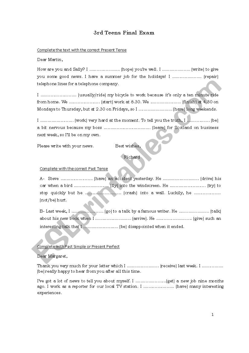 Intermediate Grammar Revision worksheet