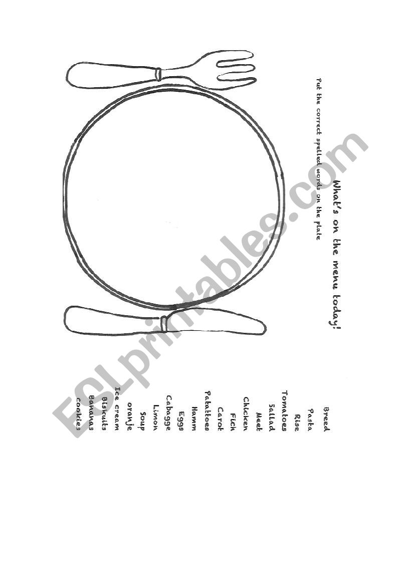 WhatÂ´s on the menu today? worksheet