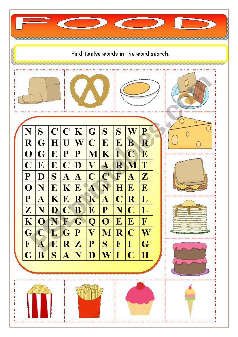 Food Wordsearch worksheet