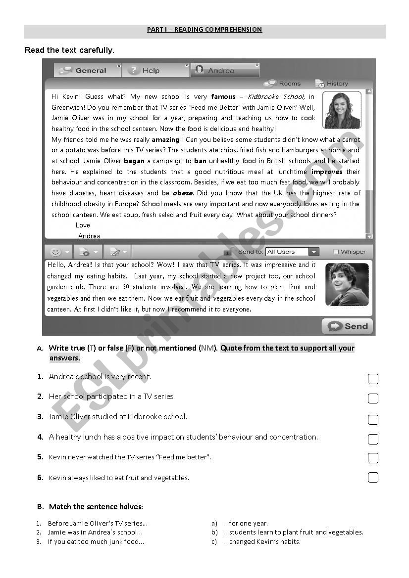 7th graders test worksheet