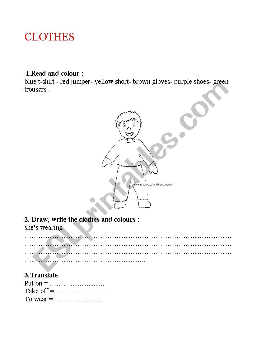 clothes worksheet