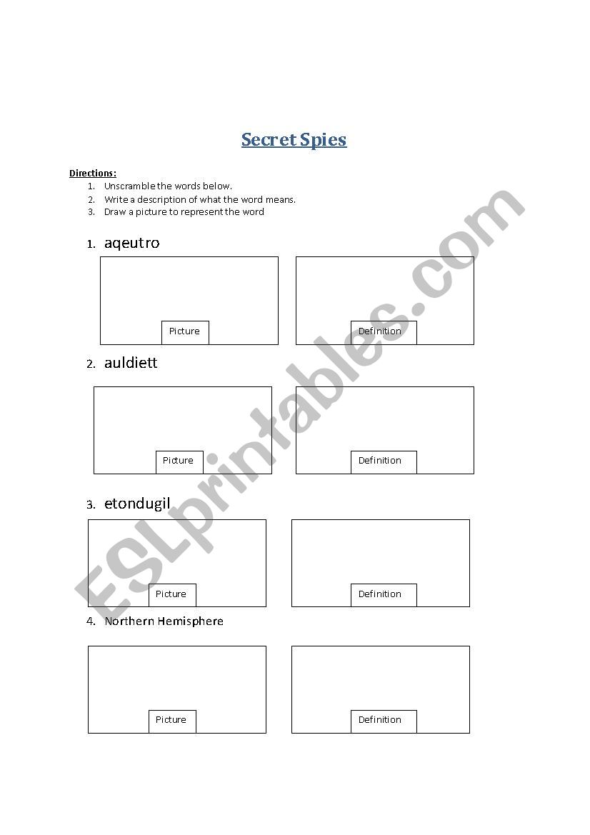 Secret Spies - Astronomy worksheet