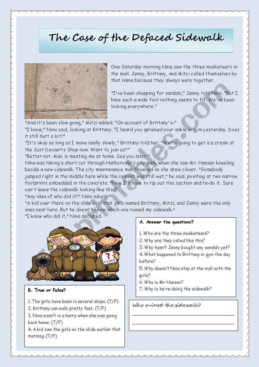 Solve the mystery worksheet