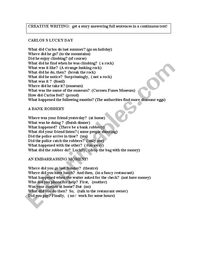 Guided compositions worksheet